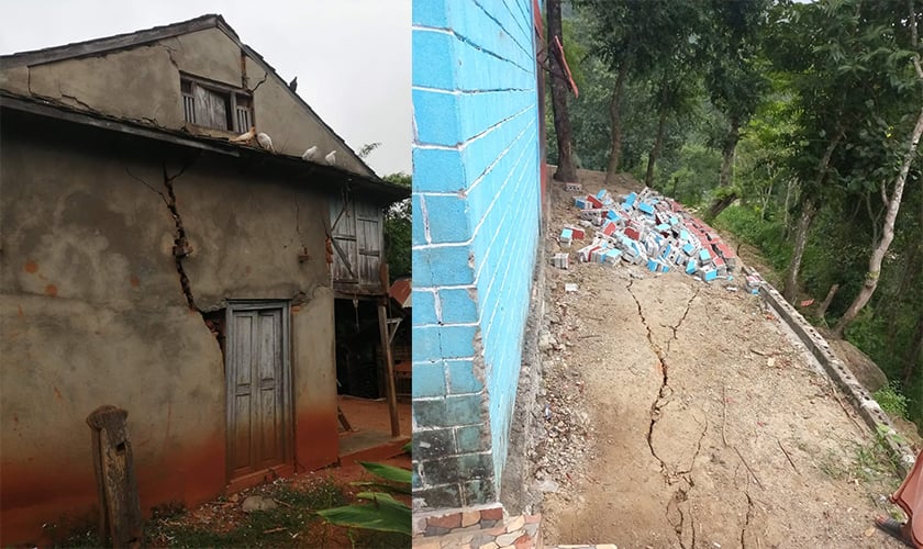 भूकम्पले धादिङमा २० परिवारको घरगोठमा क्षति